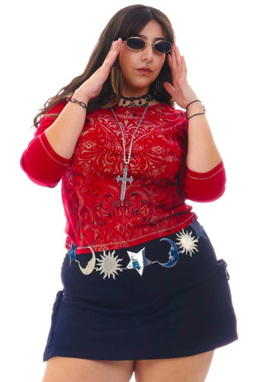 Vintage Y2K Bedazzled Heart Long Sleeve