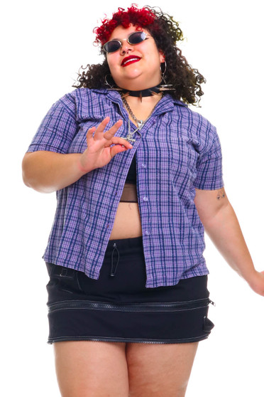 Vintage 90's Purple Plaid Button Up