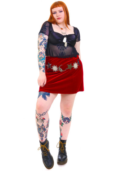 Vintage 90's Red Velvet Mini Skirt