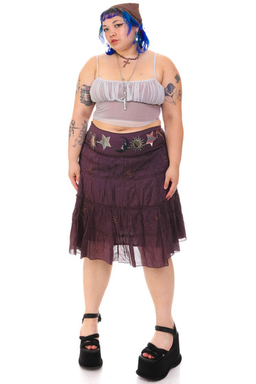 Vintage 90's Brown Embroidered Fairy Skirt