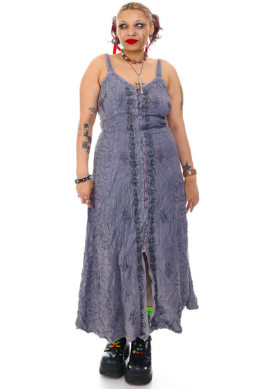 Vintage 90's Faded Grey Fairy Embroidered Dress