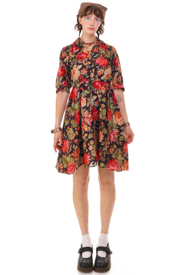 Vintage 80's California Looks Floral Midi Dress