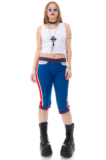 Vintage Y2K Hot Denim Stripe Capris
