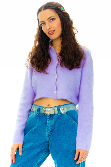 Vintage 90's Pastel Purple Fuzzy Cardigan