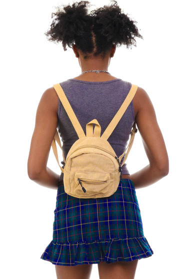 Vintage Y2K Sandy Corduroy Small Backpack