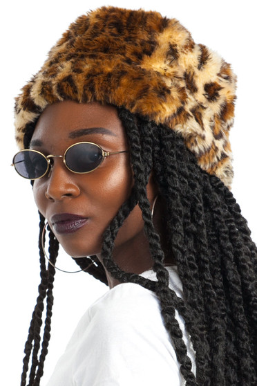 Vintage 90's Faux Fur Cheetah Hat