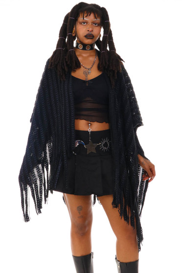 Vintage Y2K Black & Grey Knit Shawl