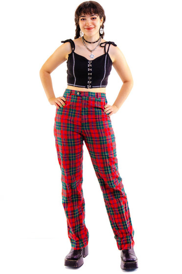 Vintage 70's Red Plaid Tartan Trousers