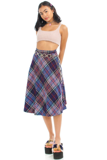 Vintage 70's Kate Plaid Midi Skirt