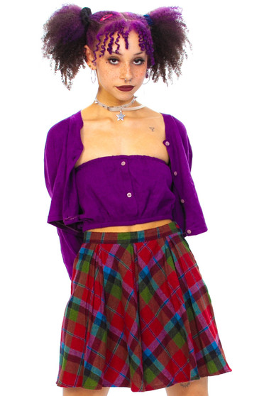 Vintage 70's Pleated Plaid Skirt