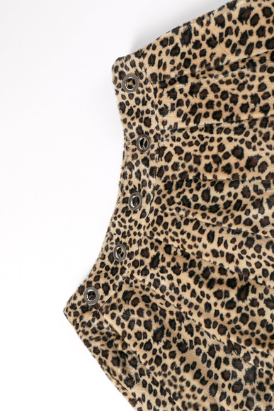 Peekaboo Fuzzy Leopard Print Grommet Mini Skirt
