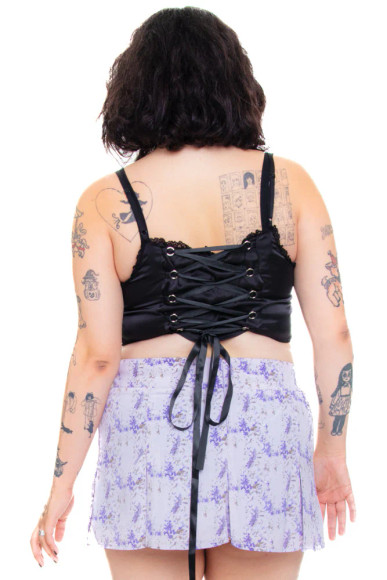 Priscilla Lavender Floral Low-Rise Mini Skirt