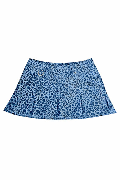 Priscilla Blue Leopard Print Low-Rise Mini Skirt