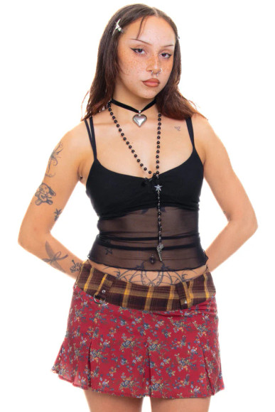 Priscilla Patchwork Low-Rise Mini Skirt