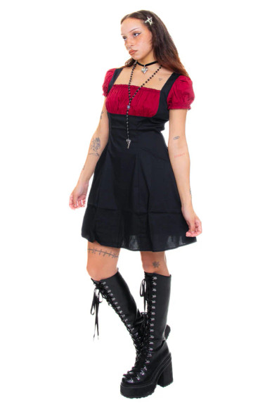 Alicia Underbust Black & Red Dress
