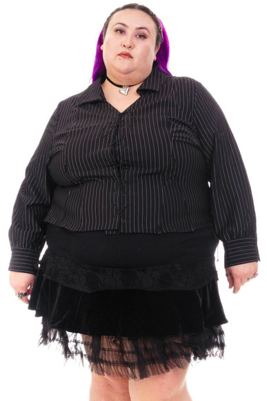 Libby Pinstripe Corset-Lace Shirt