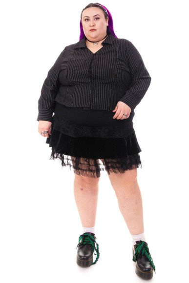 Libby Pinstripe Corset-Lace Shirt