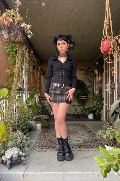 Libby Black Corset-Lace Shirt