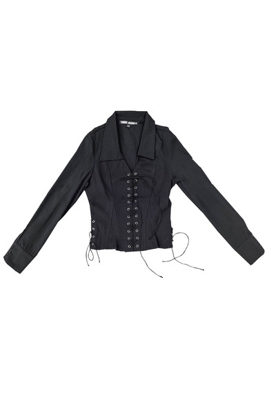 Libby Black Corset-Lace Shirt