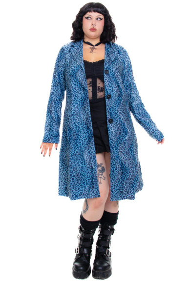 Mazzy Blue Cheetah Longline Jacket