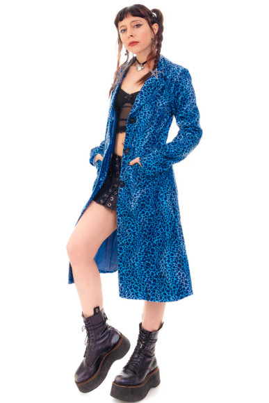 Mazzy Blue Cheetah Longline Jacket