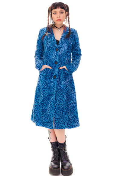 Mazzy Blue Cheetah Longline Jacket