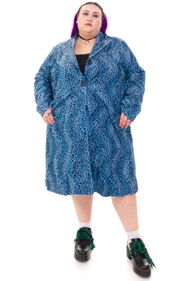 Mazzy Blue Cheetah Longline Jacket