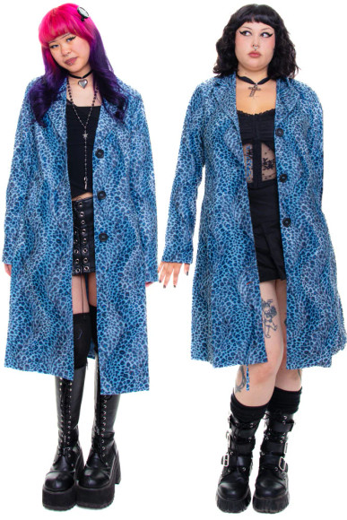 Mazzy Blue Cheetah Longline Jacket