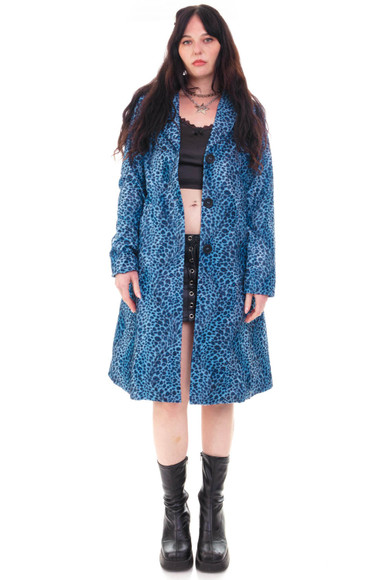 Mazzy Blue Cheetah Longline Jacket