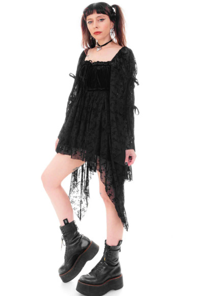 Desdemona Black Velvet Mix Dress