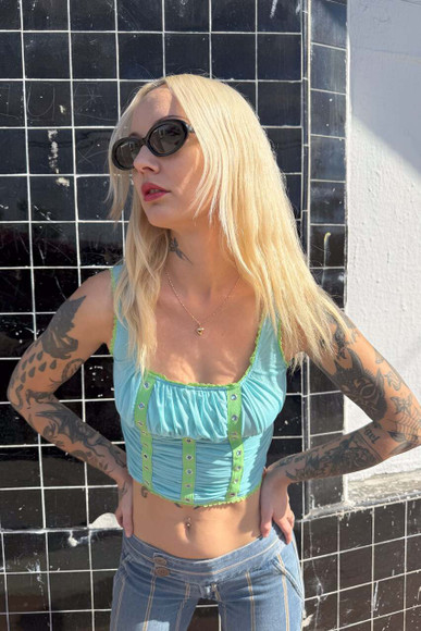 Lexi Aqua Grommet Top