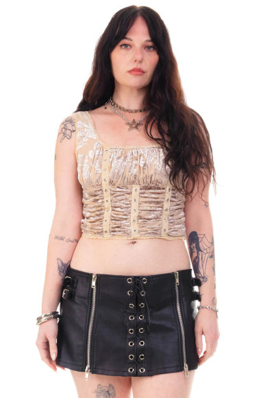 Lexi Cream Velvet Burnout Grommet Top