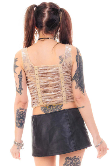 Lexi Cream Velvet Burnout Grommet Top