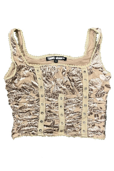 Lexi Cream Velvet Burnout Grommet Top