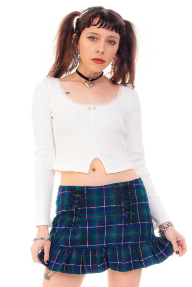 Rosa White Lace-Trimmed Thermal Long-Sleever