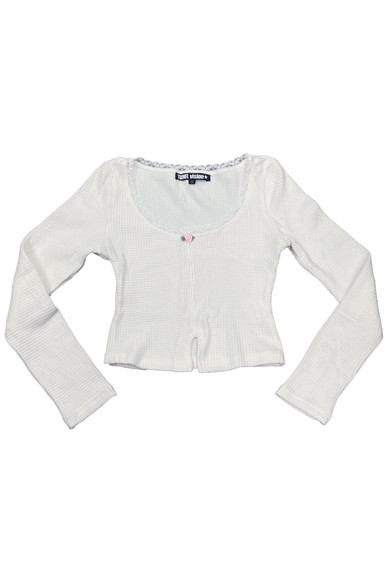 Rosa White Lace-Trimmed Thermal Long-Sleever