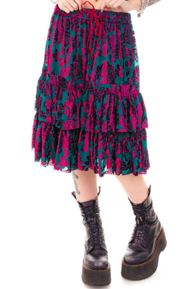 Louisa May Velvet Burnout Ruffle Skirt