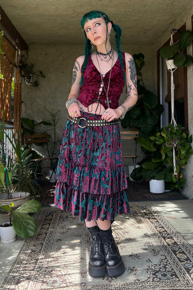 Louisa May Velvet Burnout Ruffle Skirt