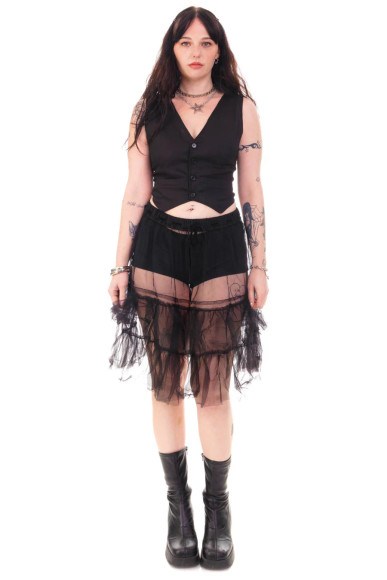 Louisa May Sheer Black Ruffle Skirt