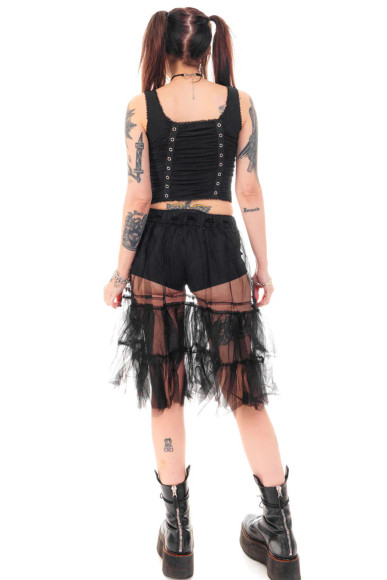 Louisa May Sheer Black Ruffle Skirt