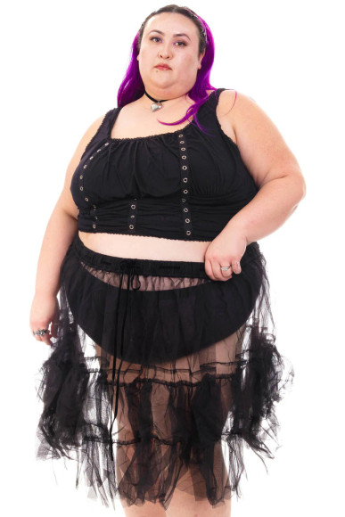 Louisa May Sheer Black Ruffle Skirt