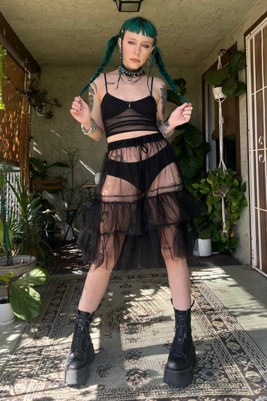 Louisa May Sheer Black Ruffle Skirt