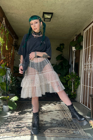 Louisa May Sheer Floral Ruffle Skirt