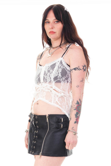Gwendolyn White Lace Tie-Up Camisole