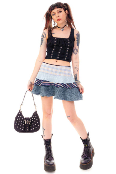 Annika Blue Tiered Mini Skirt