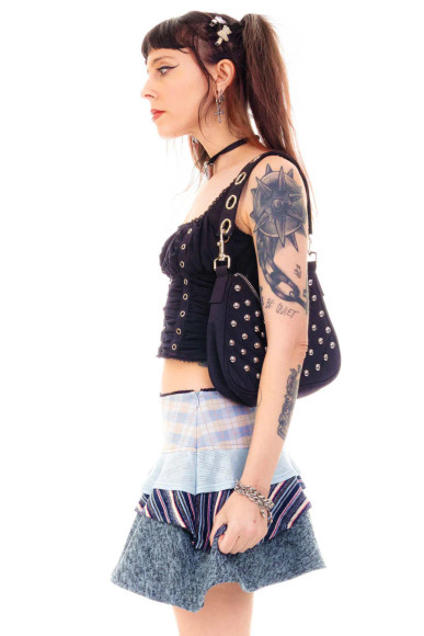 Annika Blue Tiered Mini Skirt