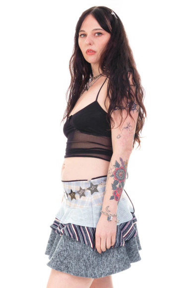 Annika Blue Tiered Mini Skirt