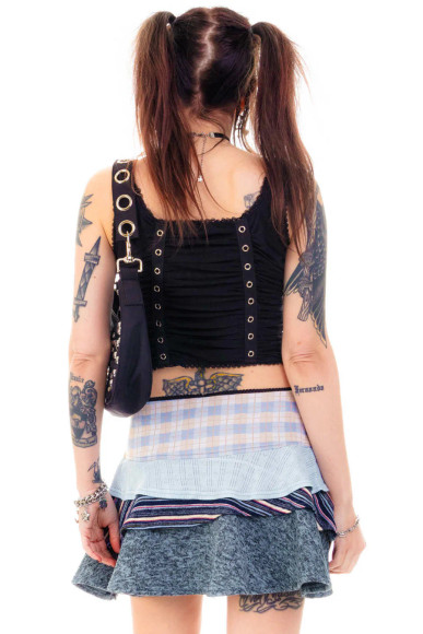 Annika Blue Tiered Mini Skirt