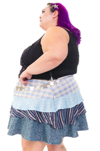 Annika Blue Tiered Mini Skirt