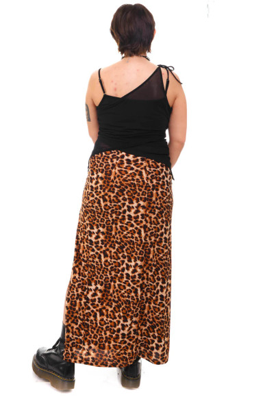 Siren Leopard Print High Slit Skirt